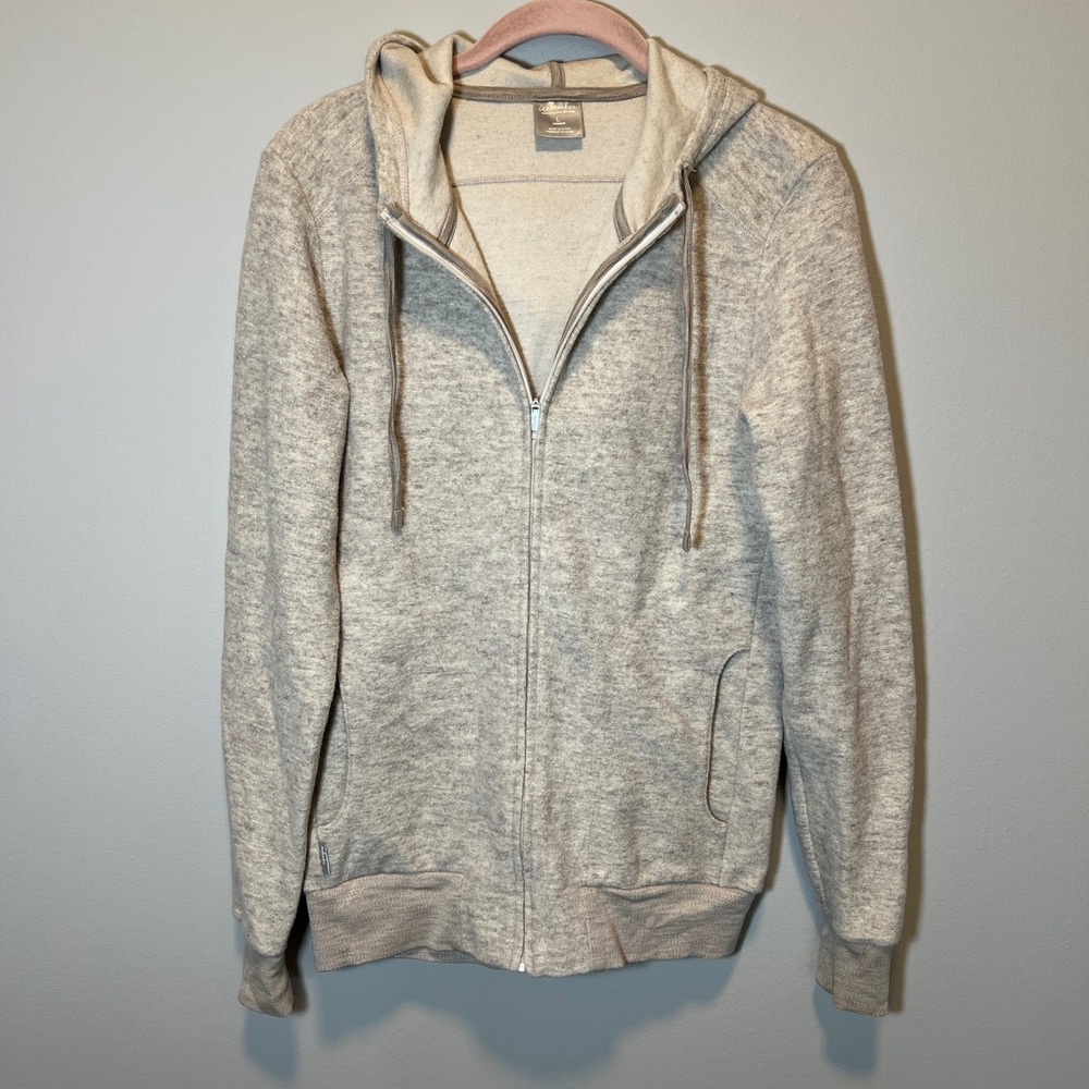 Icebreaker Merino Wool Blend Full Zip Hoodie Oatmeal Beige Women's Large